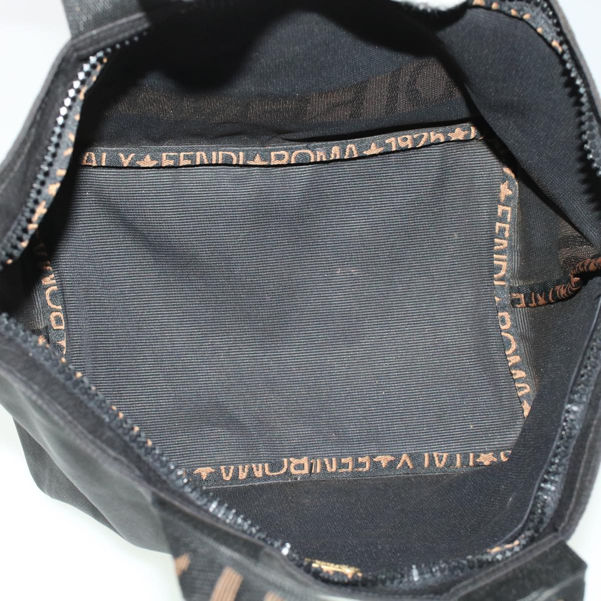 FENDI Zucca Canvas Hand Bag Black Brown  bs6057