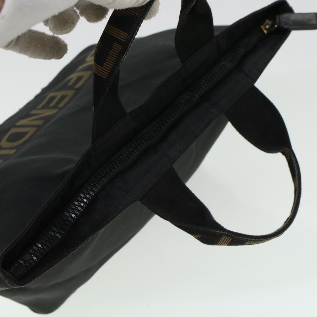FENDI Zucca Canvas Hand Bag Black Brown  bs6057