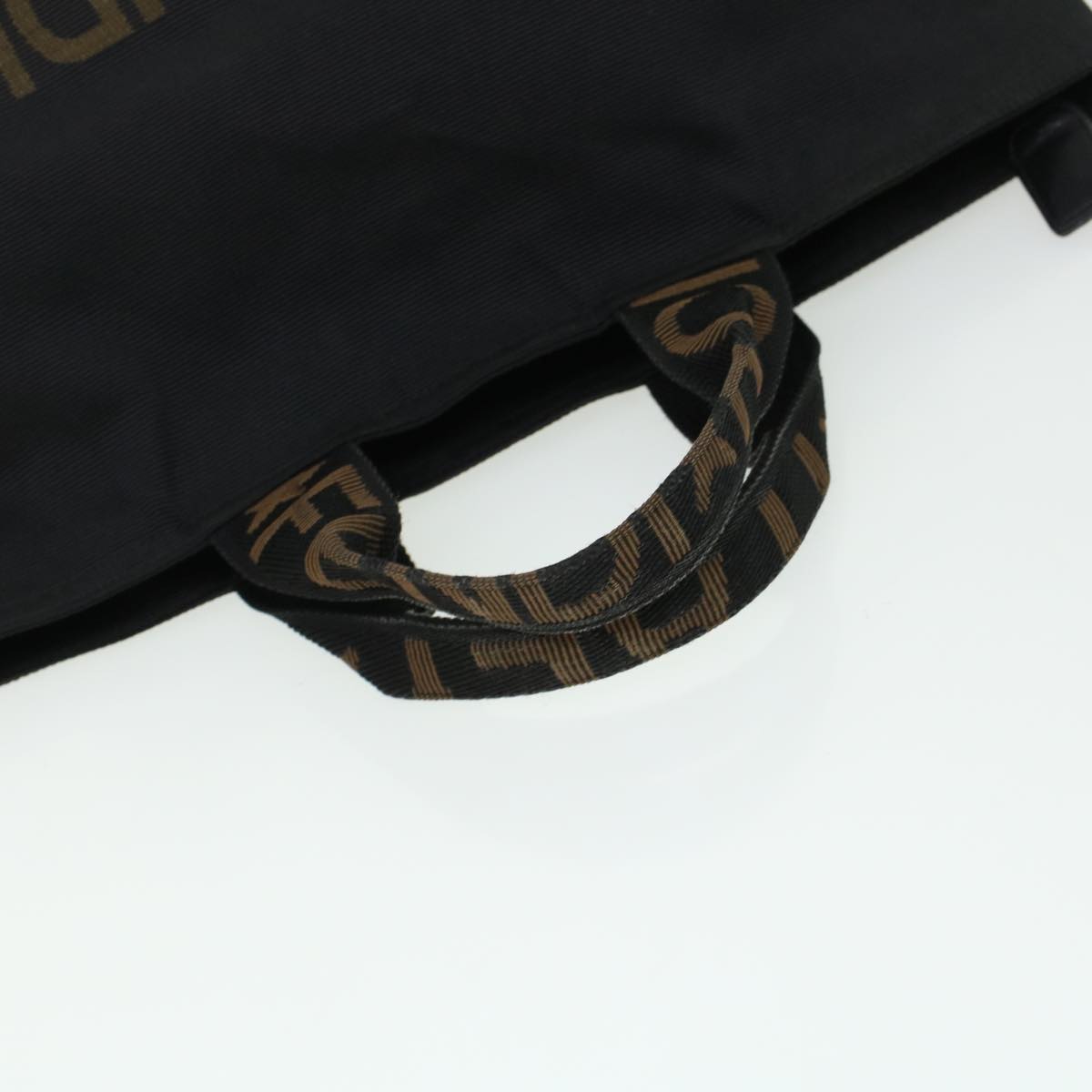 FENDI Zucca Canvas Hand Bag Black Brown  bs6057