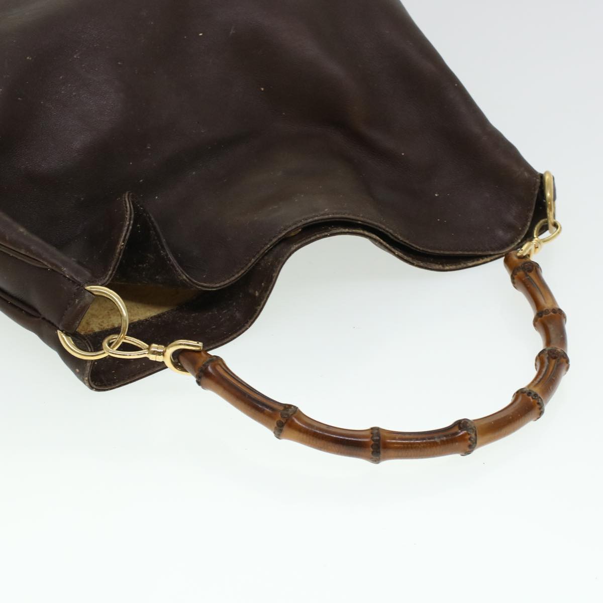 GUCCI Bamboo Shoulder Bag Leather 2way Brown  bs6148