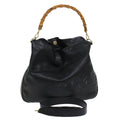 GUCCI Bamboo Hand Bag Leather 2way Black  bs6247