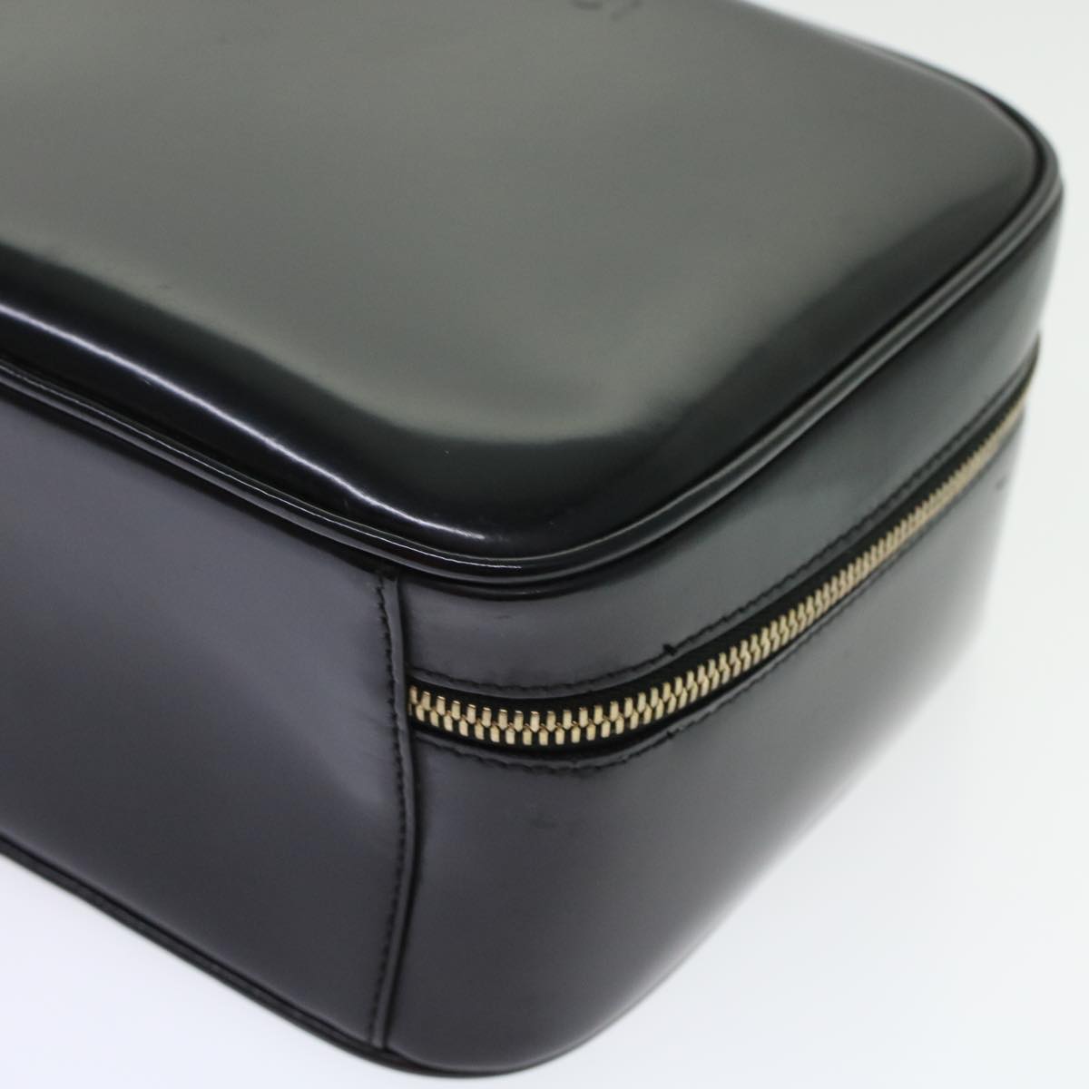 GUCCI Bamboo Vanity Cosmetic Pouch Patent leather Black  bs6279