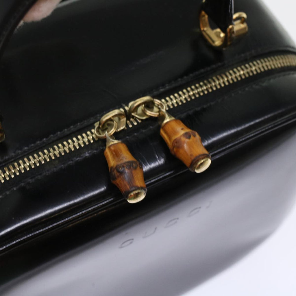 GUCCI Bamboo Vanity Cosmetic Pouch Patent leather Black  bs6279