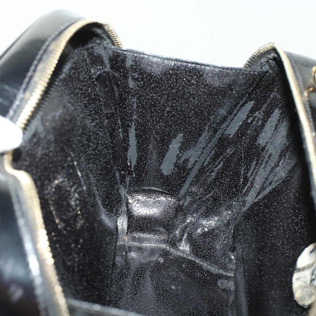 GUCCI Bamboo Vanity Cosmetic Pouch Patent leather Black  bs6279