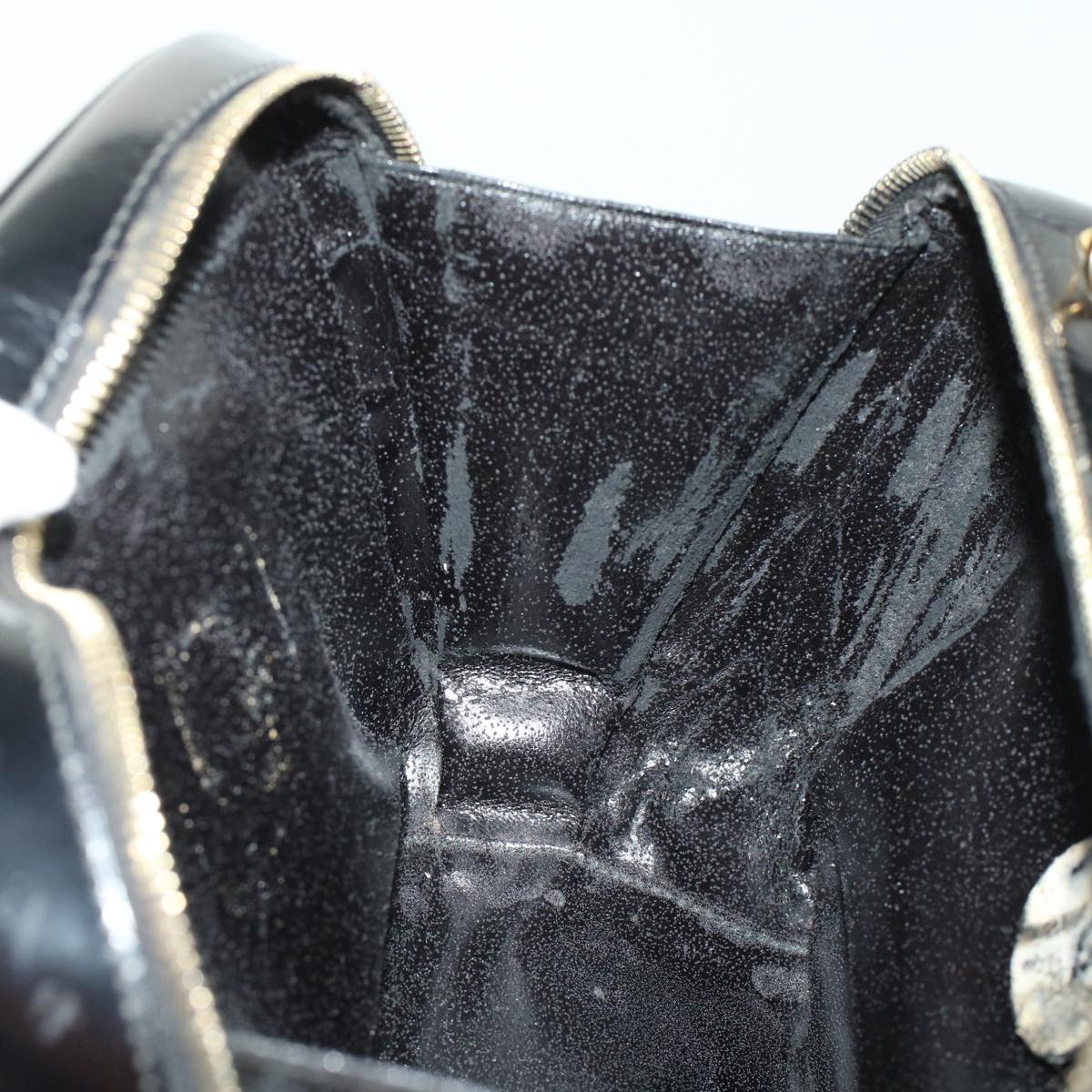 GUCCI Bamboo Vanity Cosmetic Pouch Patent leather Black  bs6279