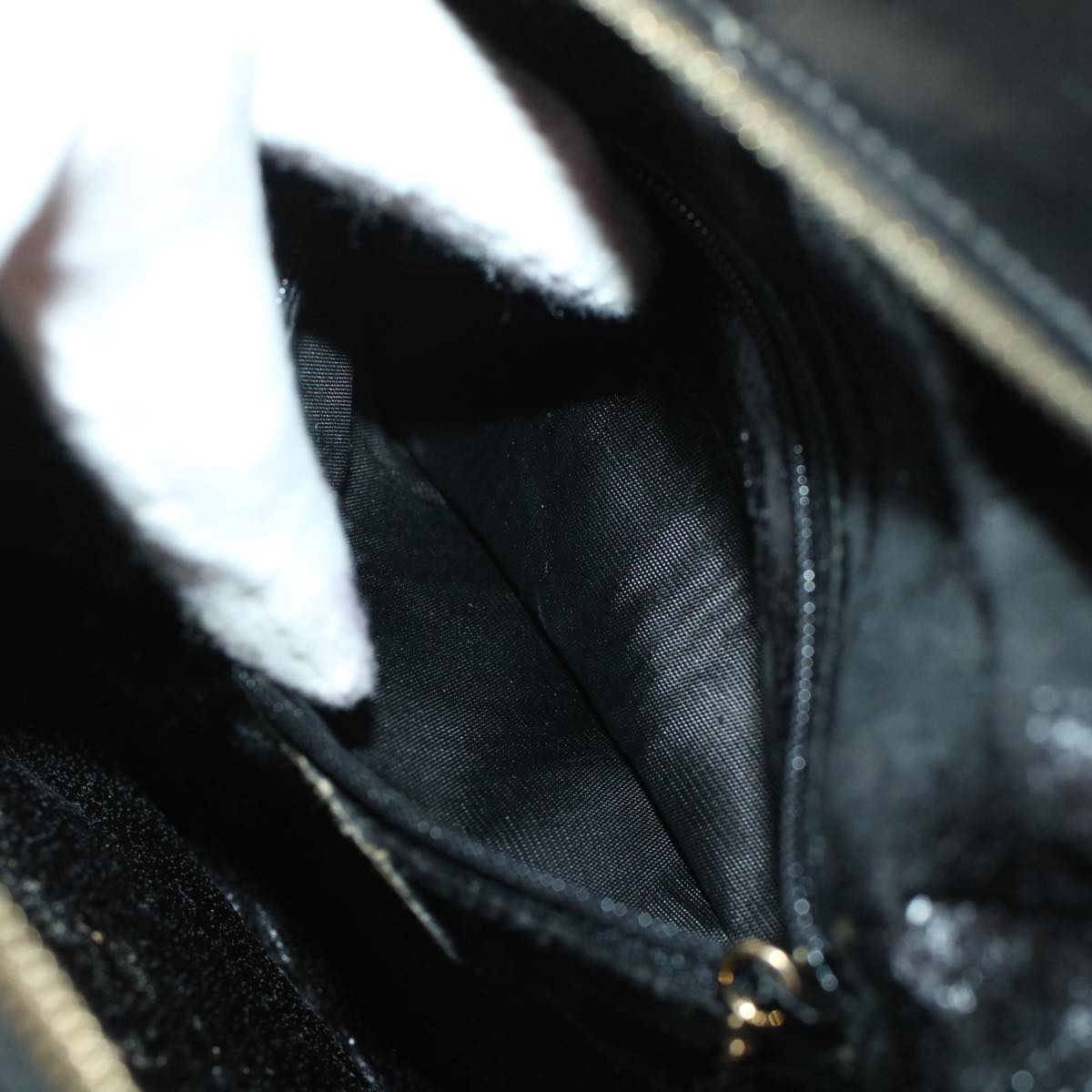 GUCCI Bamboo Vanity Cosmetic Pouch Patent leather Black  bs6279