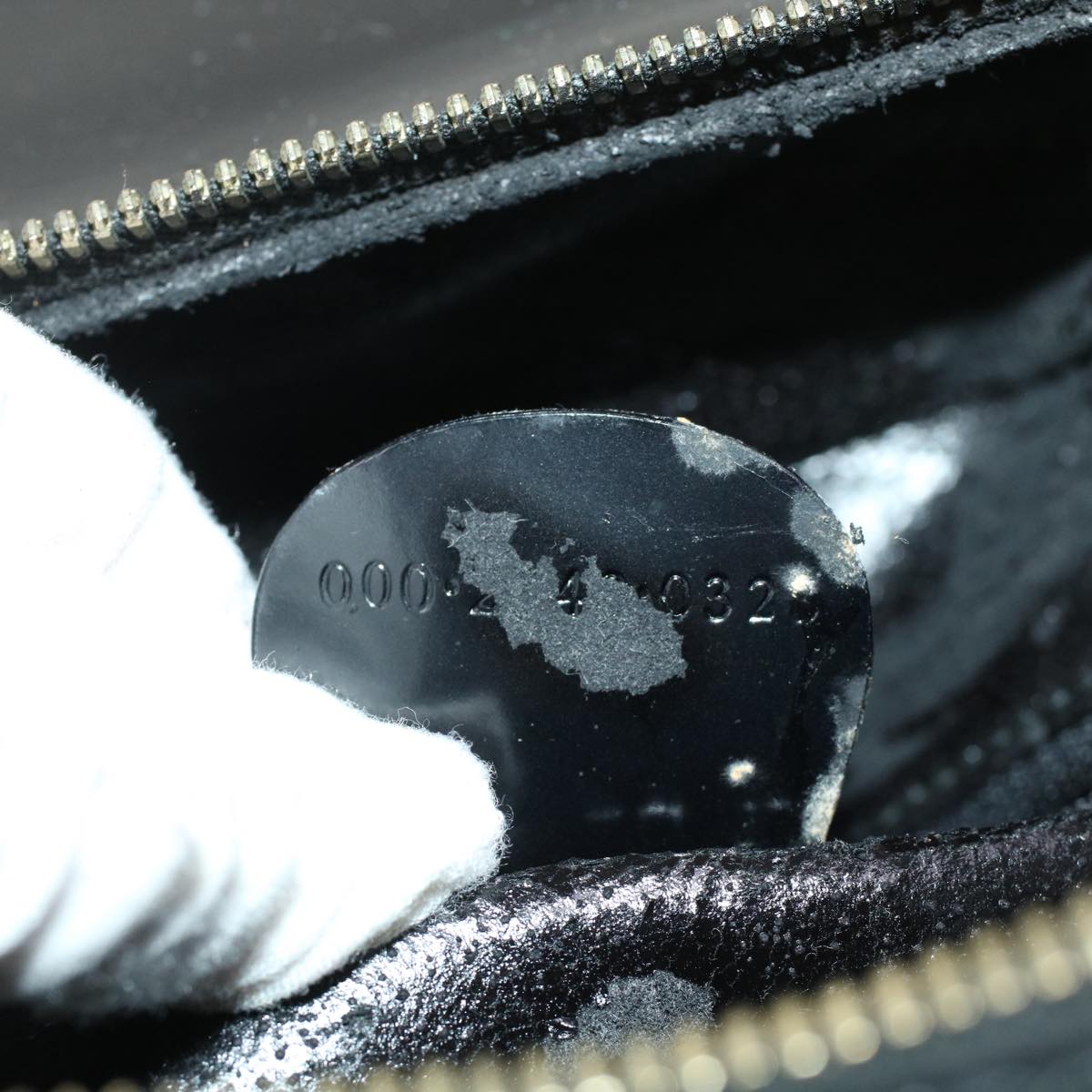 GUCCI Bamboo Vanity Cosmetic Pouch Patent leather Black  bs6279