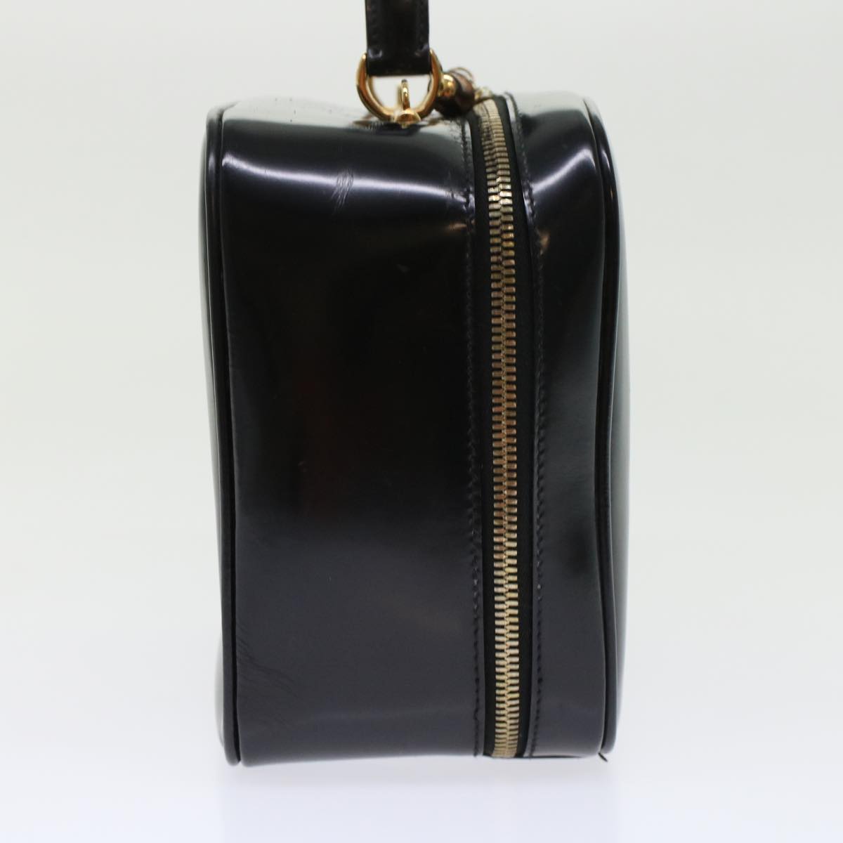 GUCCI Bamboo Vanity Cosmetic Pouch Patent leather Black  bs6279