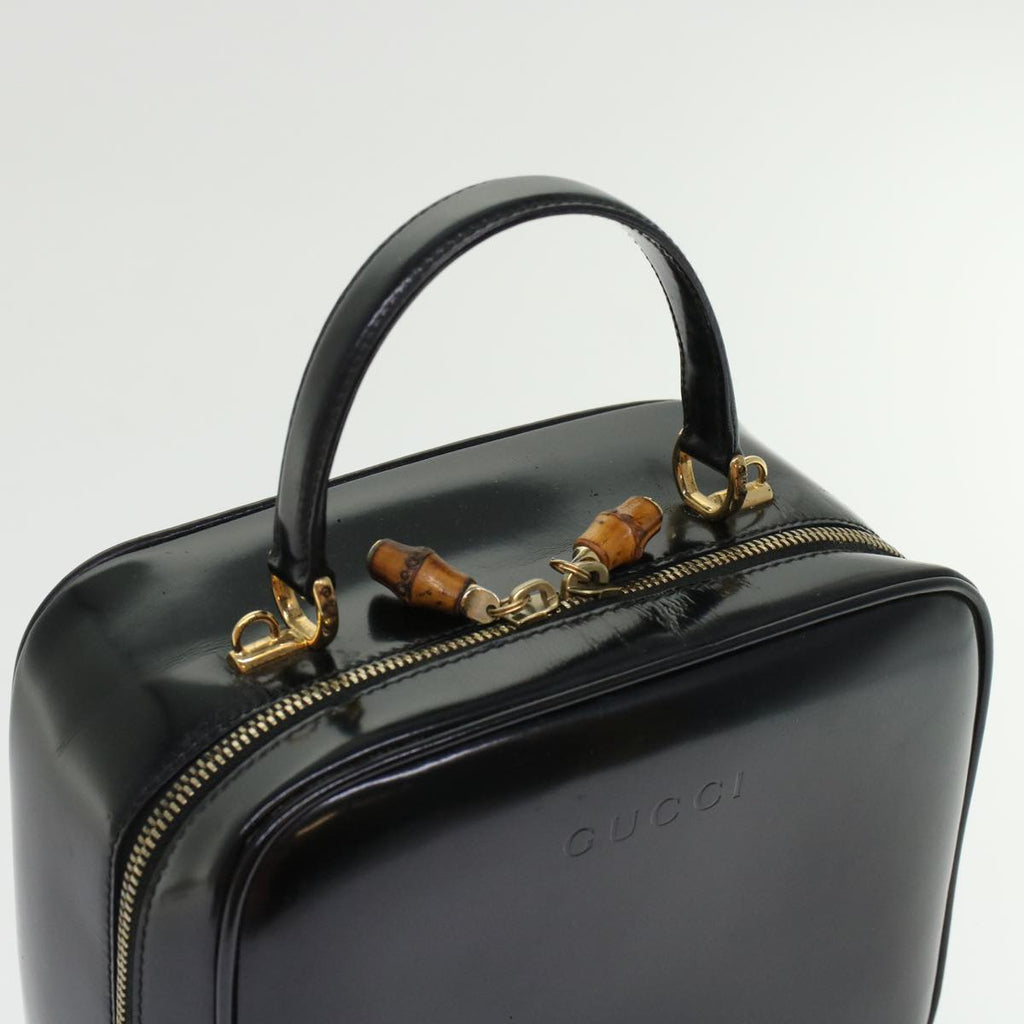 GUCCI Bamboo Vanity Cosmetic Pouch Patent leather Black  bs6279