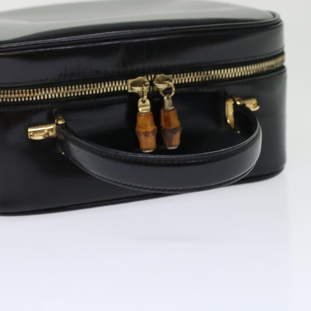GUCCI Bamboo Vanity Cosmetic Pouch Patent leather Black  bs6279