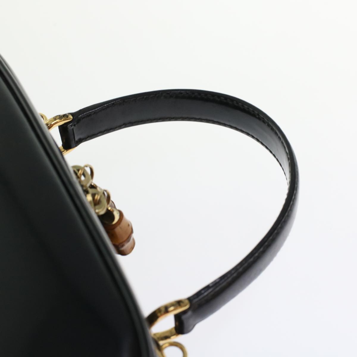GUCCI Bamboo Vanity Cosmetic Pouch Patent leather Black  bs6279