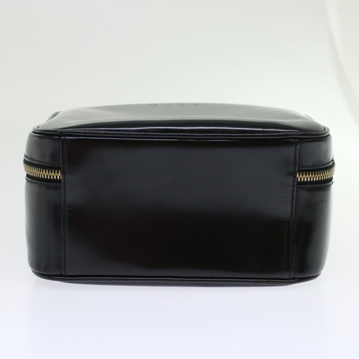 GUCCI Bamboo Vanity Cosmetic Pouch Patent leather Black  bs6279