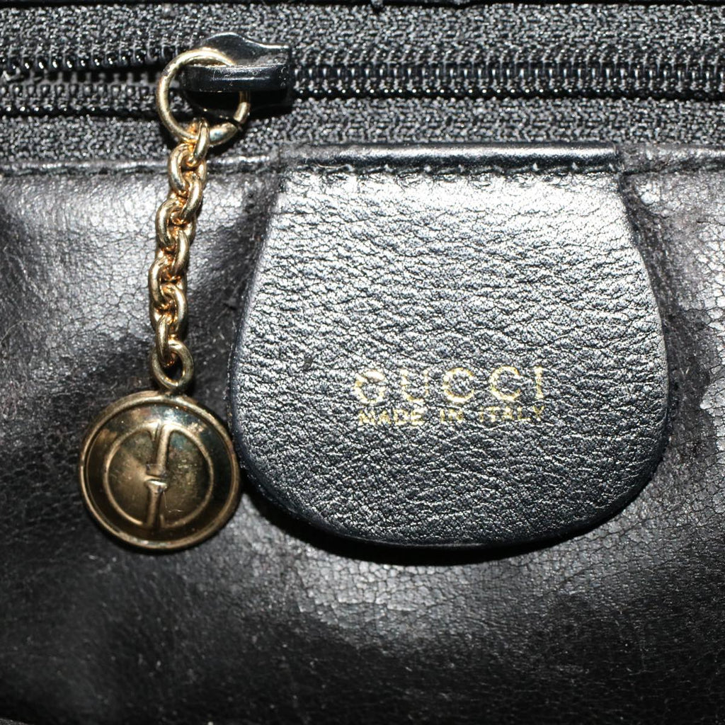 GUCCI Bamboo Shoulder Bag Leather Black 0011638  bs6460