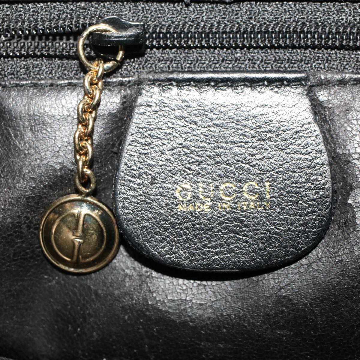 GUCCI Bamboo Shoulder Bag Leather Black 0011638  bs6460