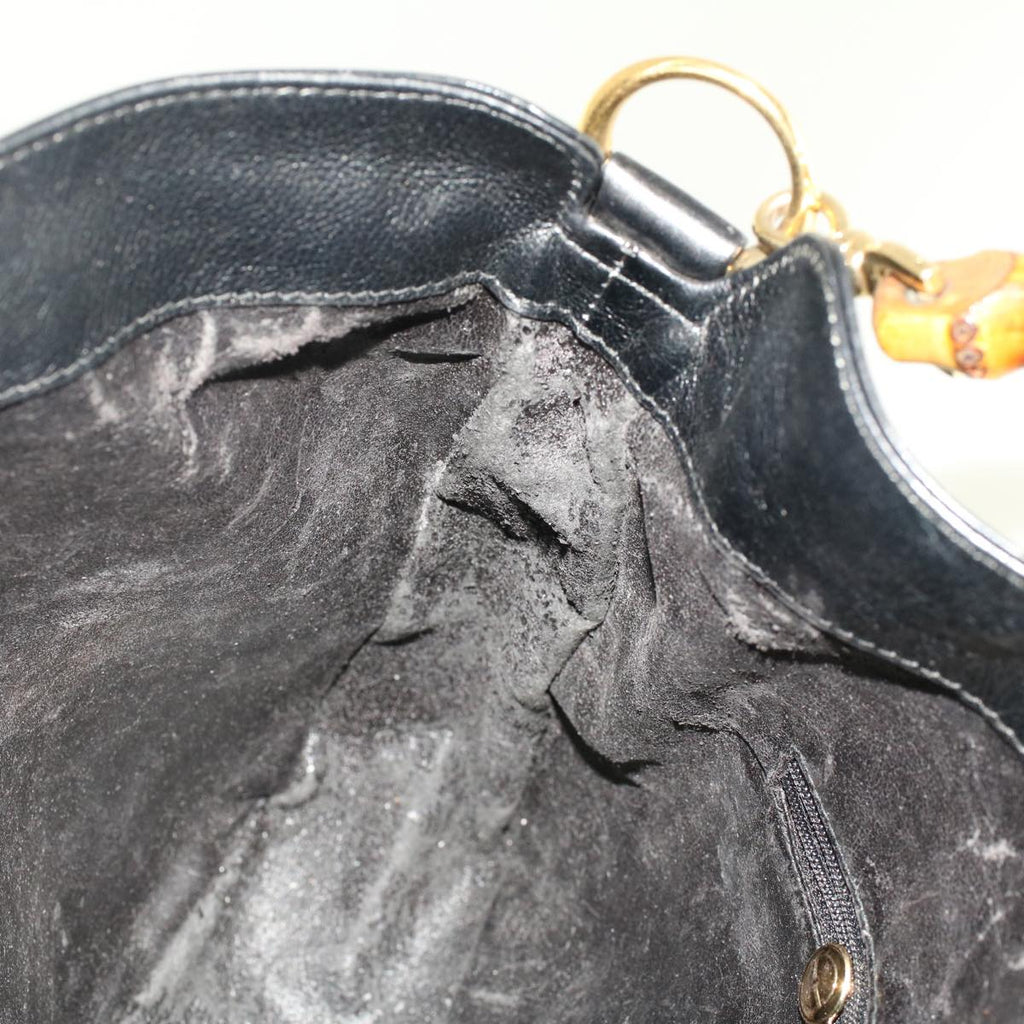 GUCCI Bamboo Shoulder Bag Leather Black 0011638  bs6460