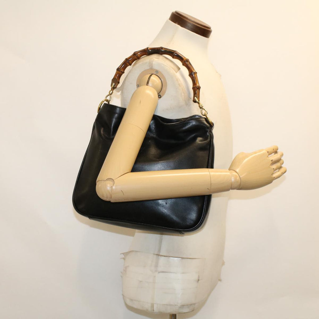 GUCCI Bamboo Shoulder Bag Leather Black 0011638  bs6460
