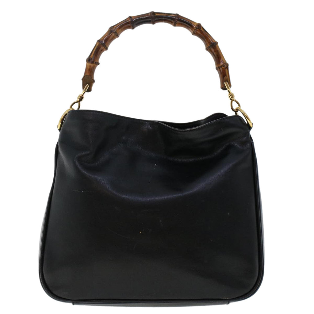 GUCCI Bamboo Shoulder Bag Leather Black 0011638  bs6460