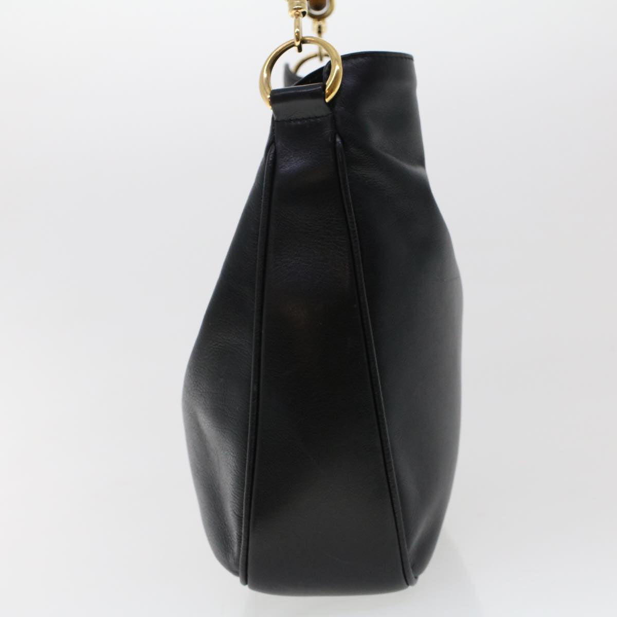 GUCCI Bamboo Shoulder Bag Leather Black 0011638  bs6460