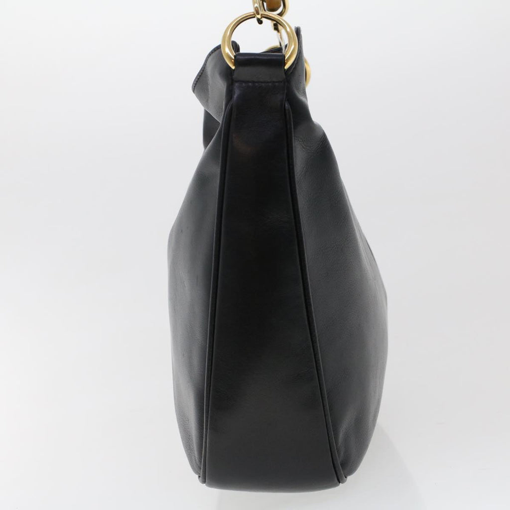 GUCCI Bamboo Shoulder Bag Leather Black 0011638  bs6460