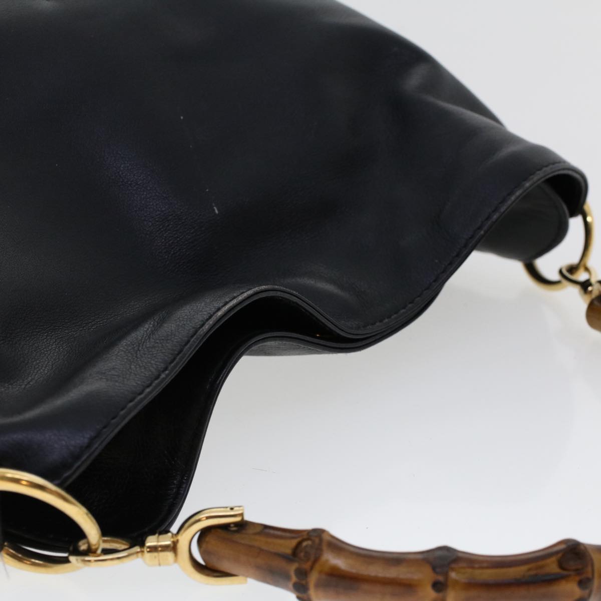 GUCCI Bamboo Shoulder Bag Leather Black 0011638  bs6460