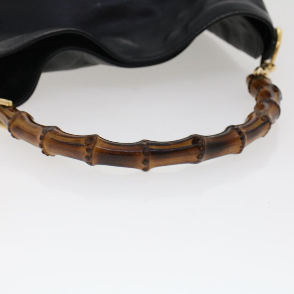 GUCCI Bamboo Shoulder Bag Leather Black 0011638  bs6460