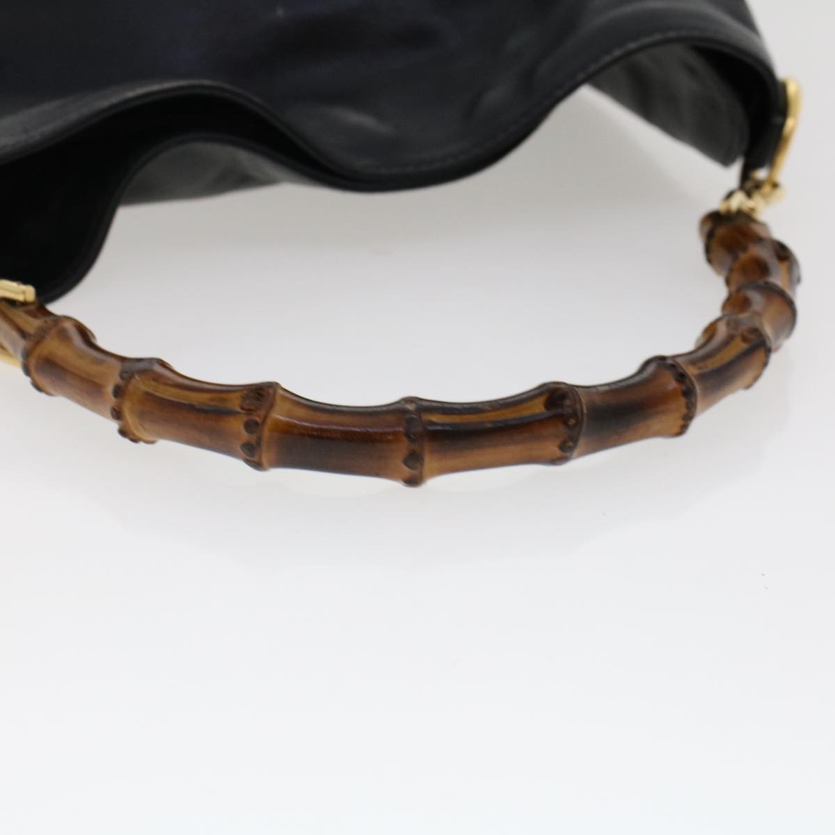 GUCCI Bamboo Shoulder Bag Leather Black 0011638  bs6460