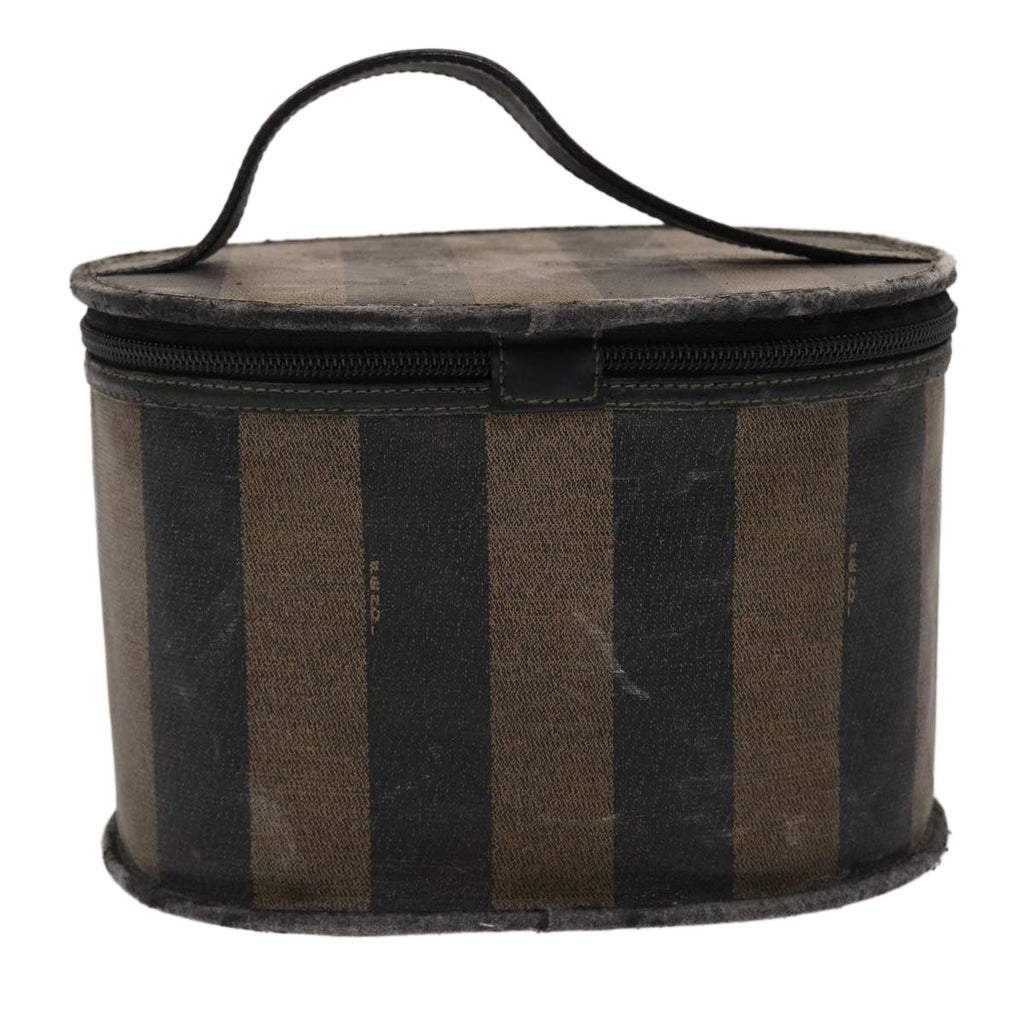 FENDI Pecan Canvas Vanity Cosmetic Pouch Black Brown Auth bs6461