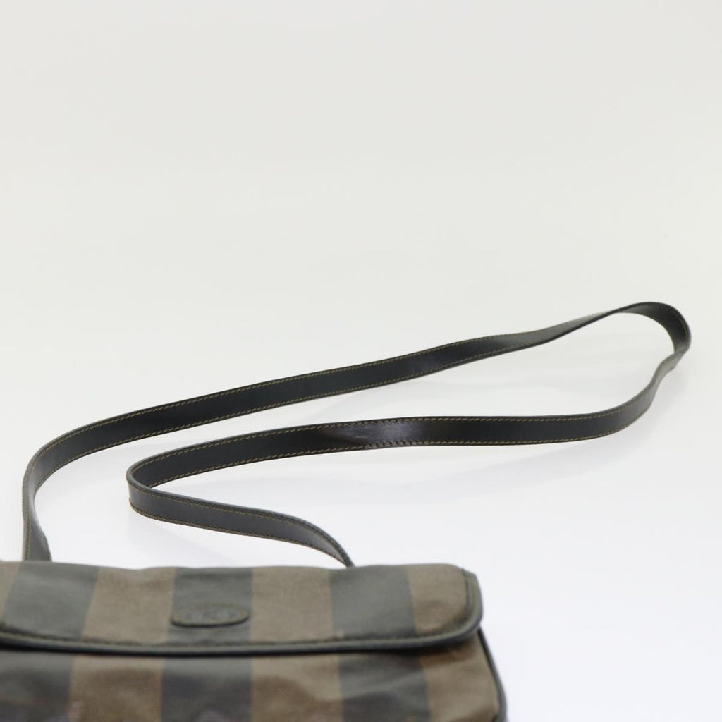 FENDI Pecan Canvas Shoulder Bag Black Brown  bs6553