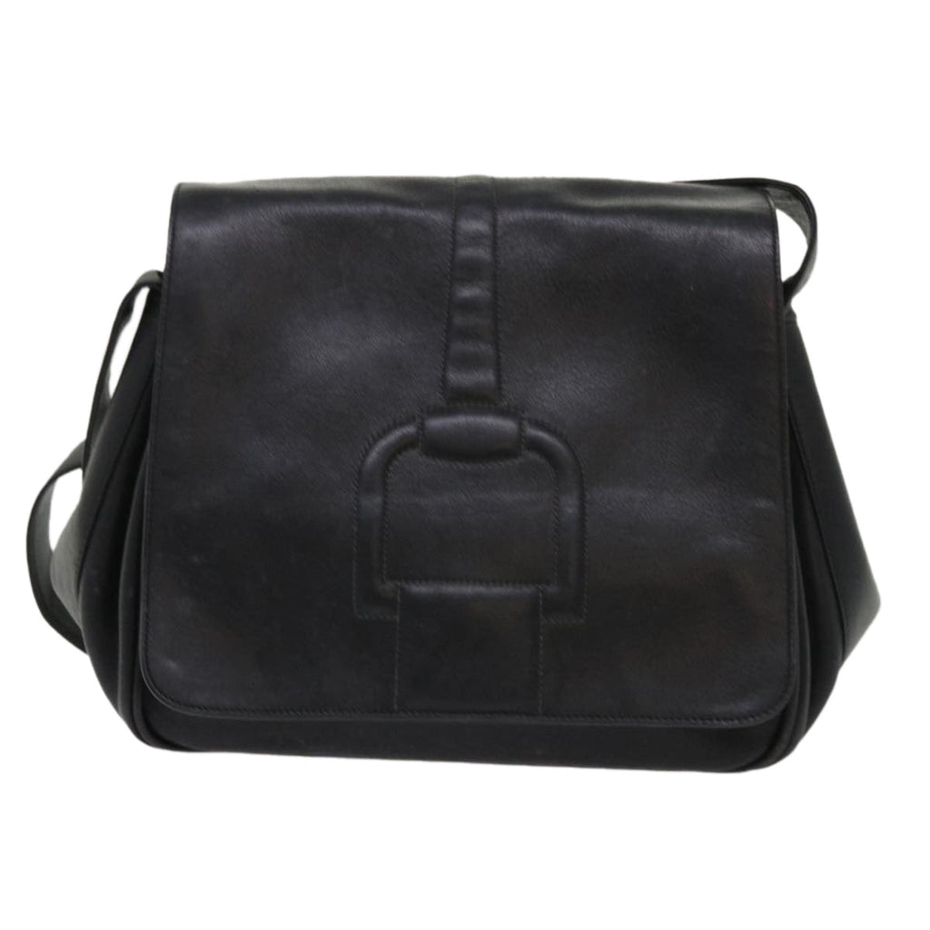 GUCCI Shoulder Bag Leather Black  bs6638