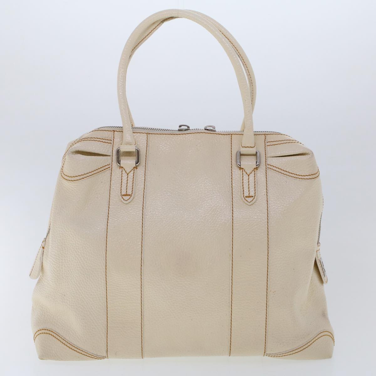 FENDI Hand Bag Boston Bag Leather 2Set Brown White  bs6797