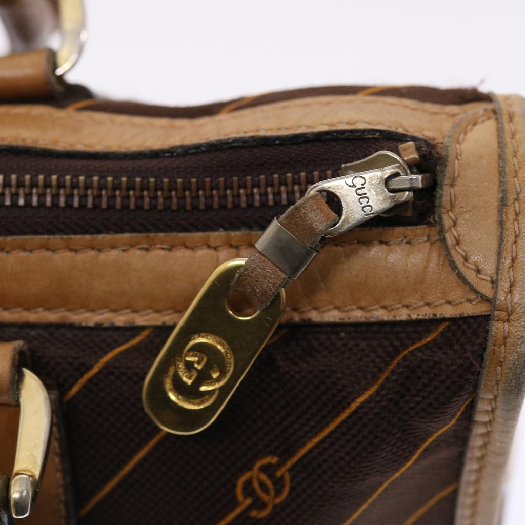 GUCCI Hand Bag Canvas Leather Brown  bs7158