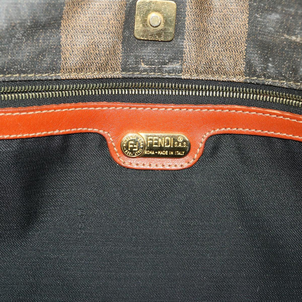 FENDI Pecan Canvas Tote Bag Coated Canvas Brown Black  bs7173