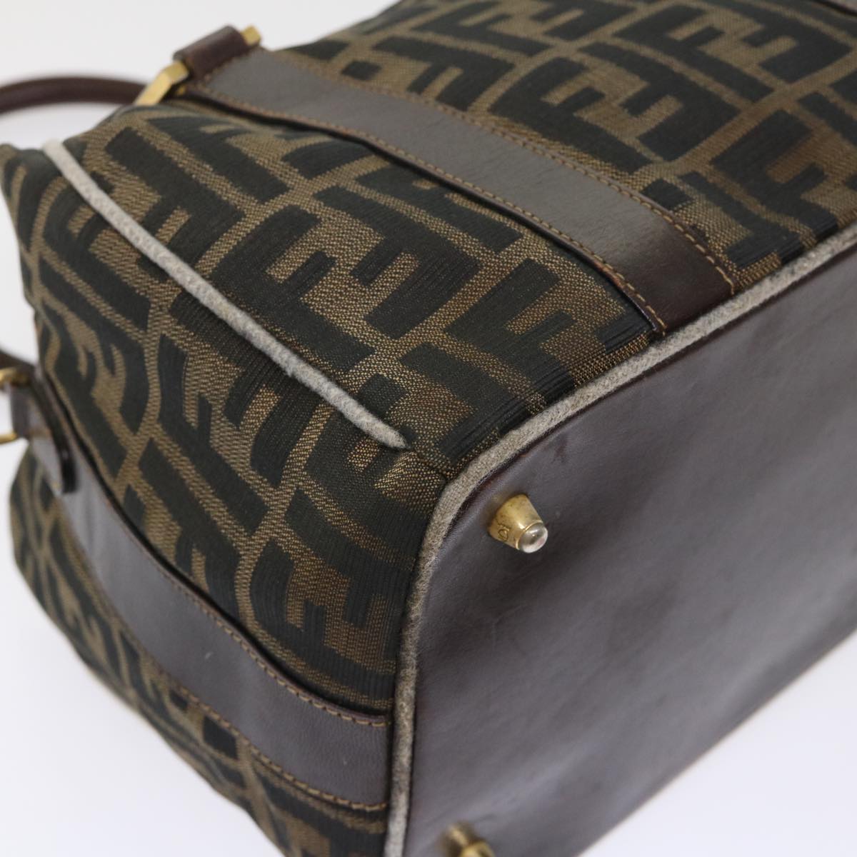 FENDI Zucca Canvas Hand Bag Black Brown  bs7220