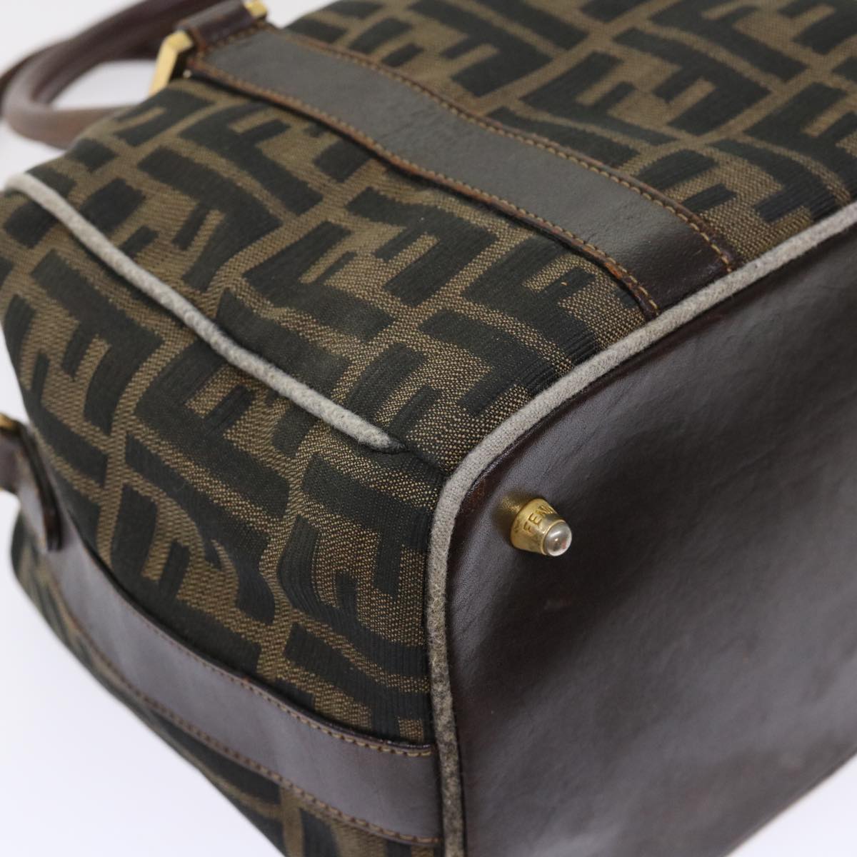 FENDI Zucca Canvas Hand Bag Black Brown  bs7220