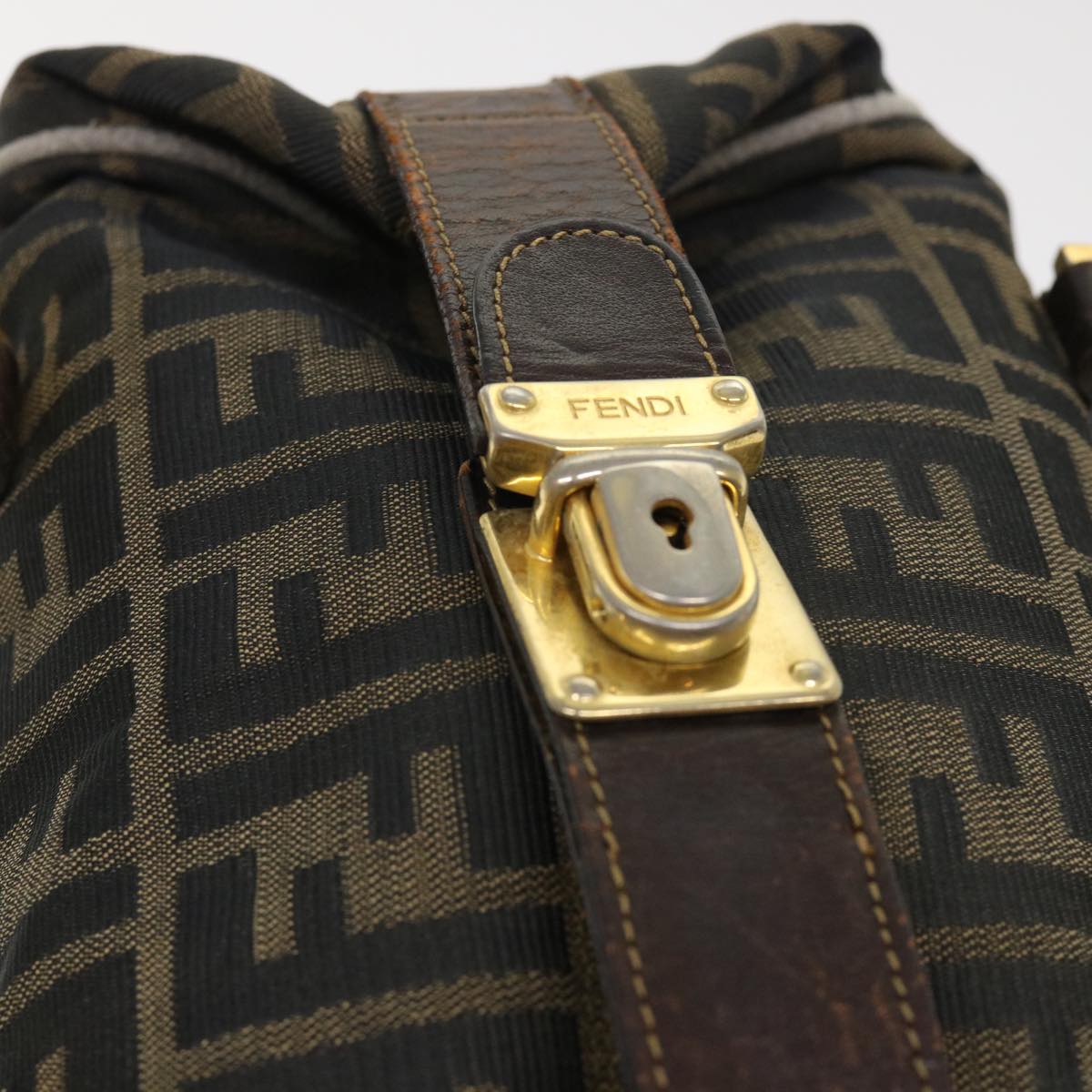 FENDI Zucca Canvas Hand Bag Black Brown  bs7220