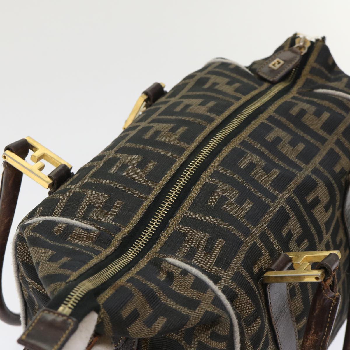 FENDI Zucca Canvas Hand Bag Black Brown  bs7220