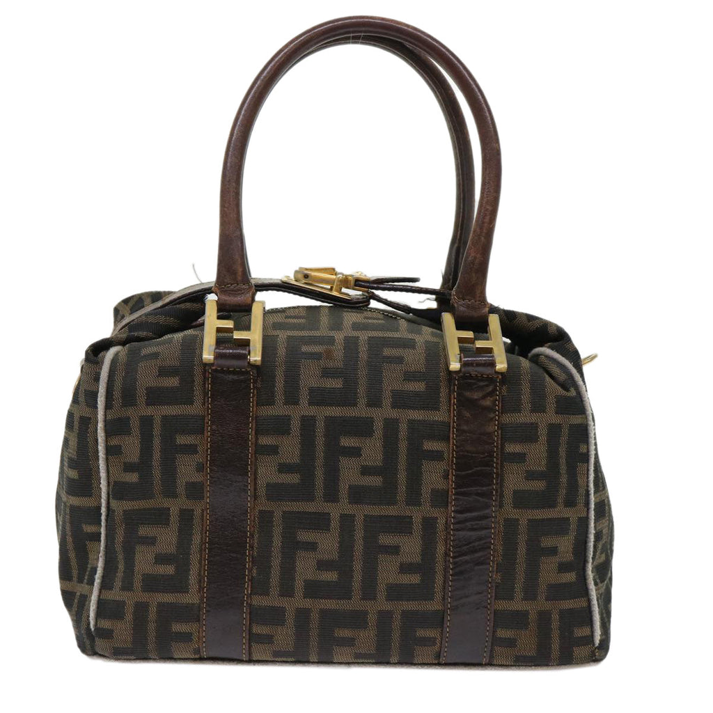 FENDI Zucca Canvas Hand Bag Black Brown  bs7220