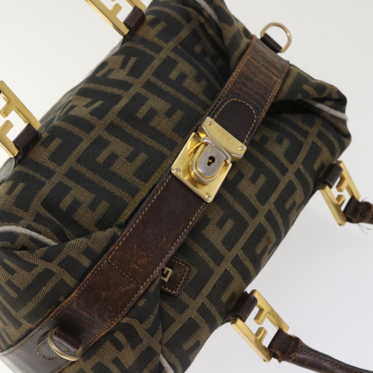 FENDI Zucca Canvas Hand Bag Black Brown  bs7220