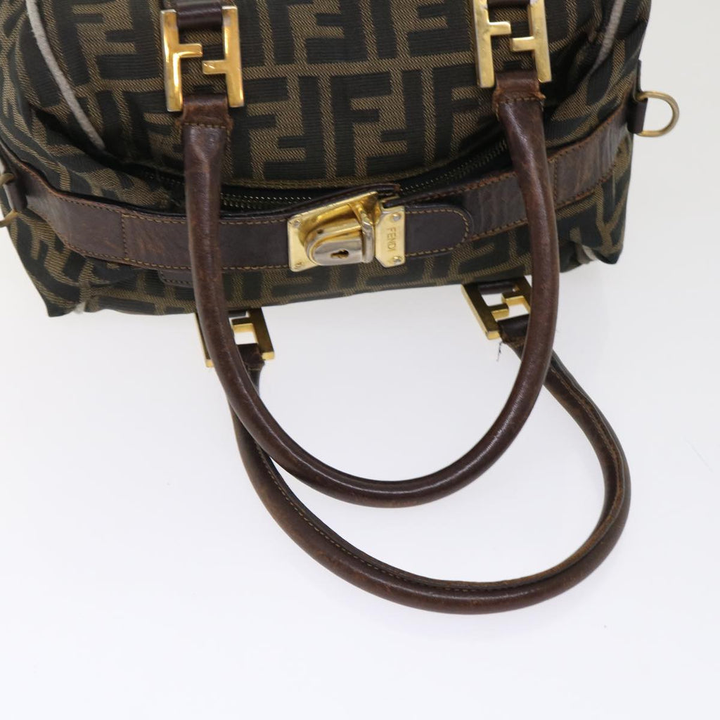 FENDI Zucca Canvas Hand Bag Black Brown  bs7220