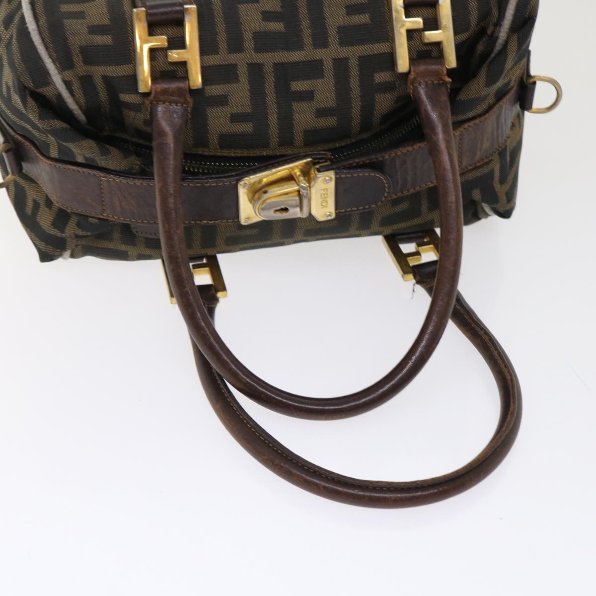FENDI Zucca Canvas Hand Bag Black Brown  bs7220