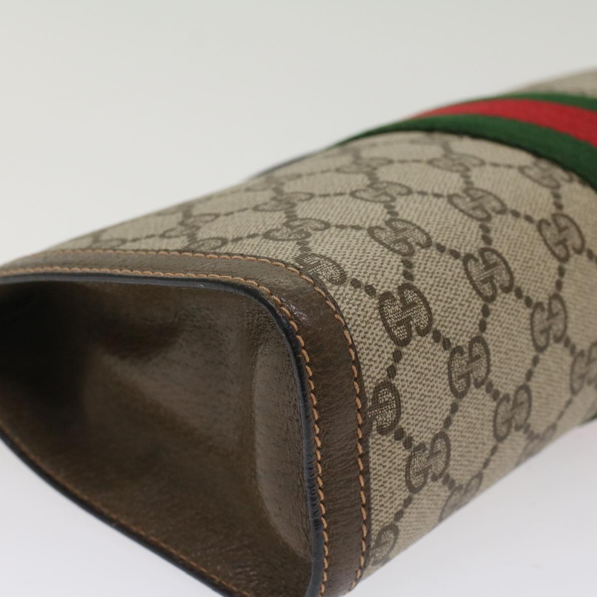 GUCCI GG Canvas Web Sherry Line Clutch Bag Beige Red Green 89.01.002  bs7231