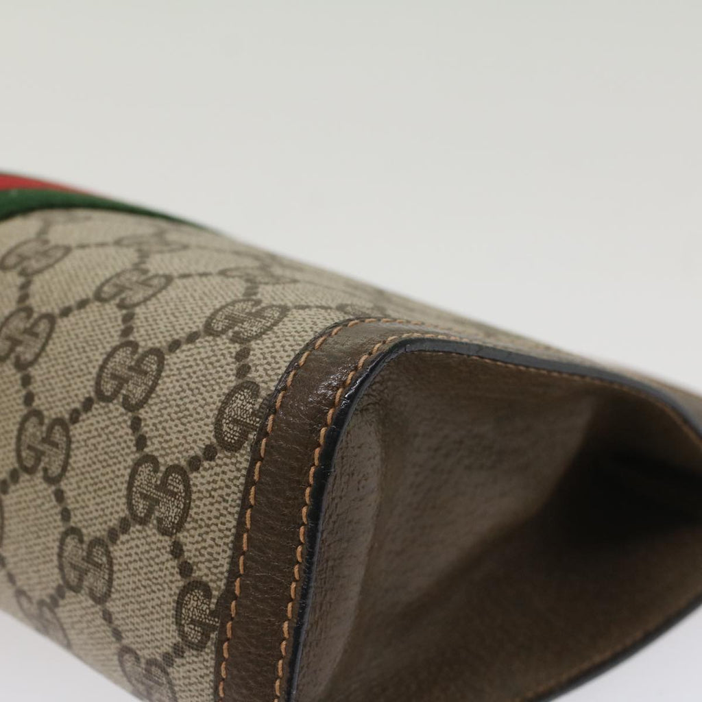 GUCCI GG Canvas Web Sherry Line Clutch Bag Beige Red Green 89.01.002  bs7231
