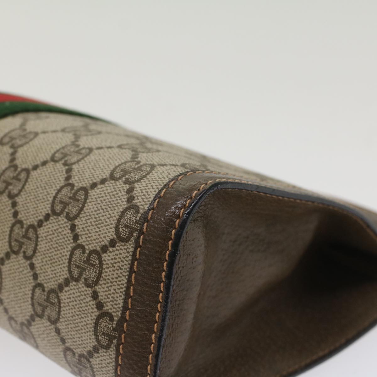 GUCCI GG Canvas Web Sherry Line Clutch Bag Beige Red Green 89.01.002  bs7231