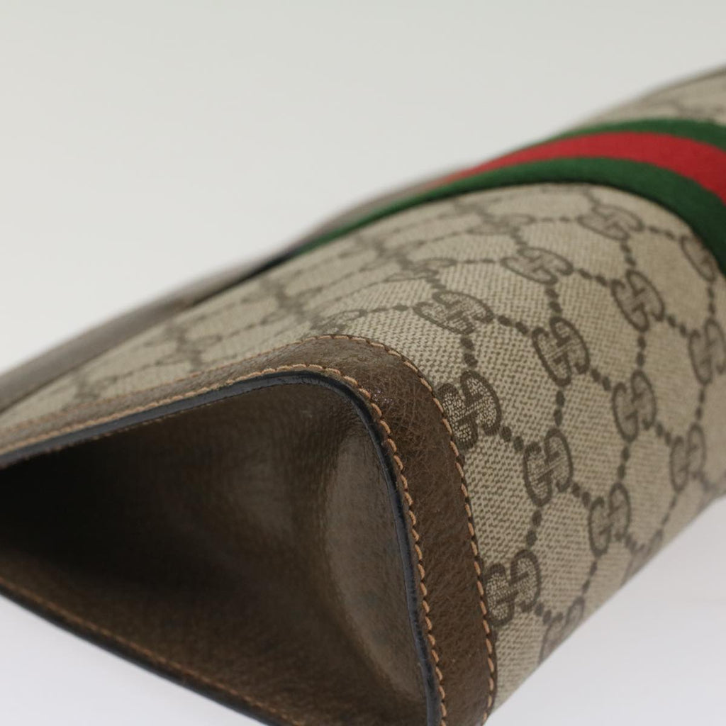GUCCI GG Canvas Web Sherry Line Clutch Bag Beige Red Green 89.01.002  bs7231