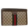 GUCCI GG Canvas Web Sherry Line Clutch Bag Beige Red Green 89.01.002  bs7231
