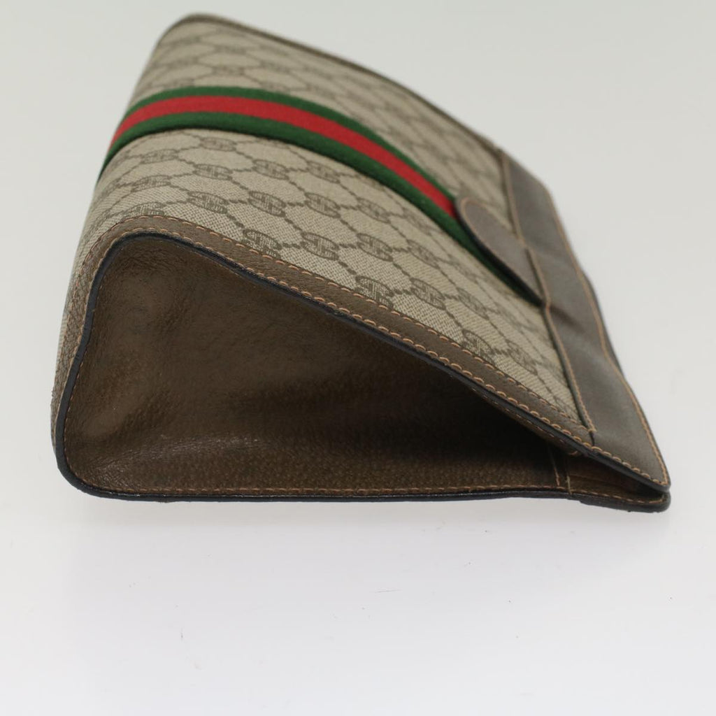 GUCCI GG Canvas Web Sherry Line Clutch Bag Beige Red Green 89.01.002  bs7231