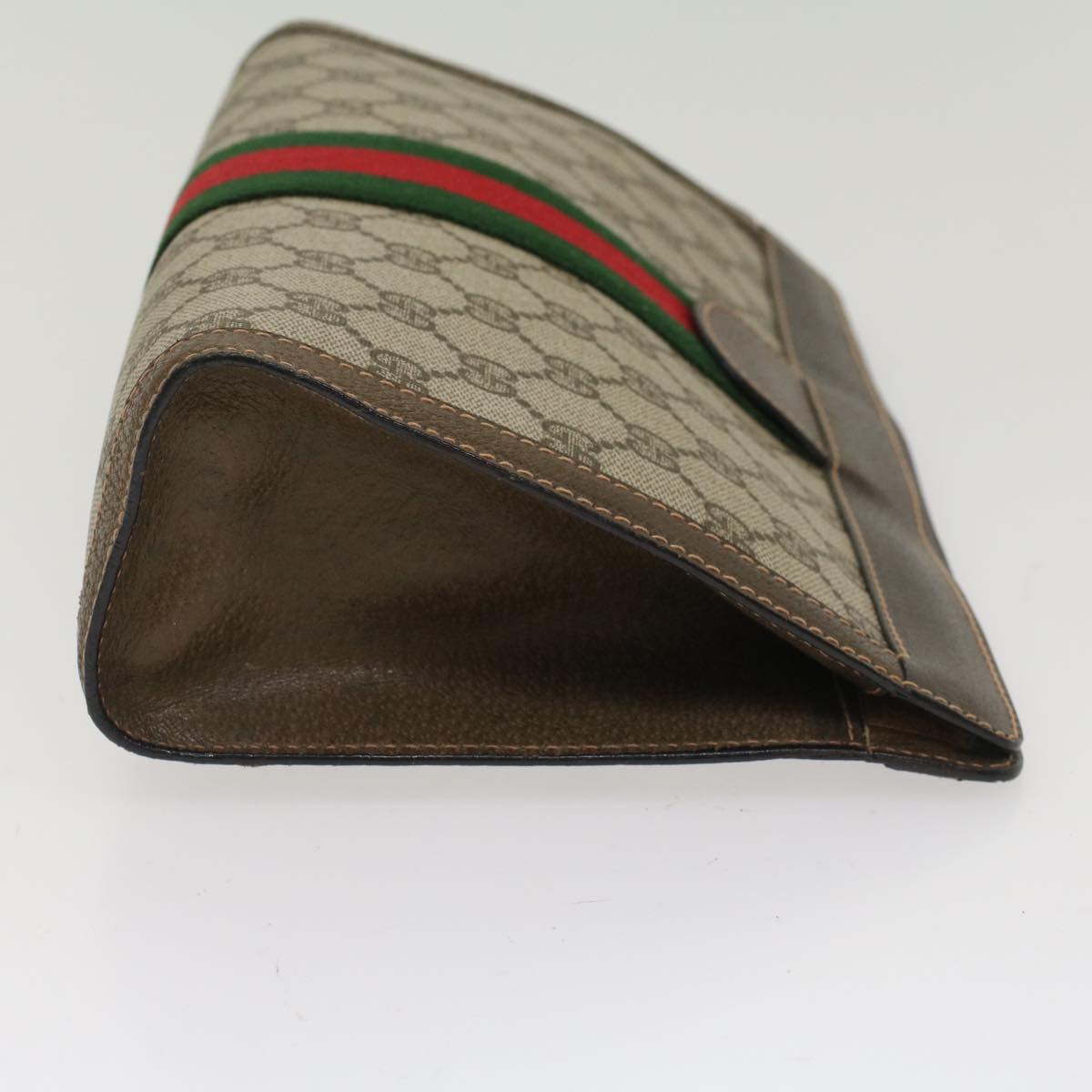 GUCCI GG Canvas Web Sherry Line Clutch Bag Beige Red Green 89.01.002  bs7231