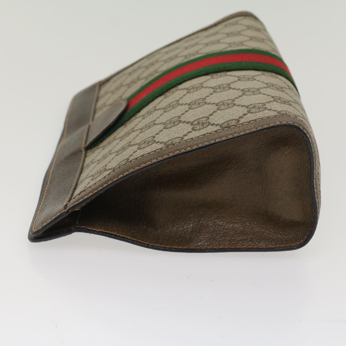 GUCCI GG Canvas Web Sherry Line Clutch Bag Beige Red Green 89.01.002  bs7231