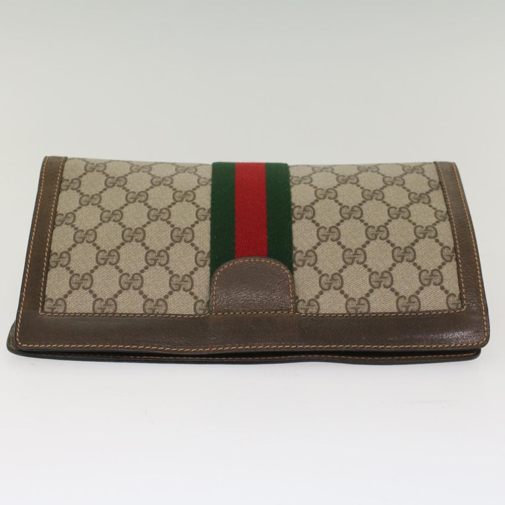 GUCCI GG Canvas Web Sherry Line Clutch Bag Beige Red Green 89.01.002  bs7231