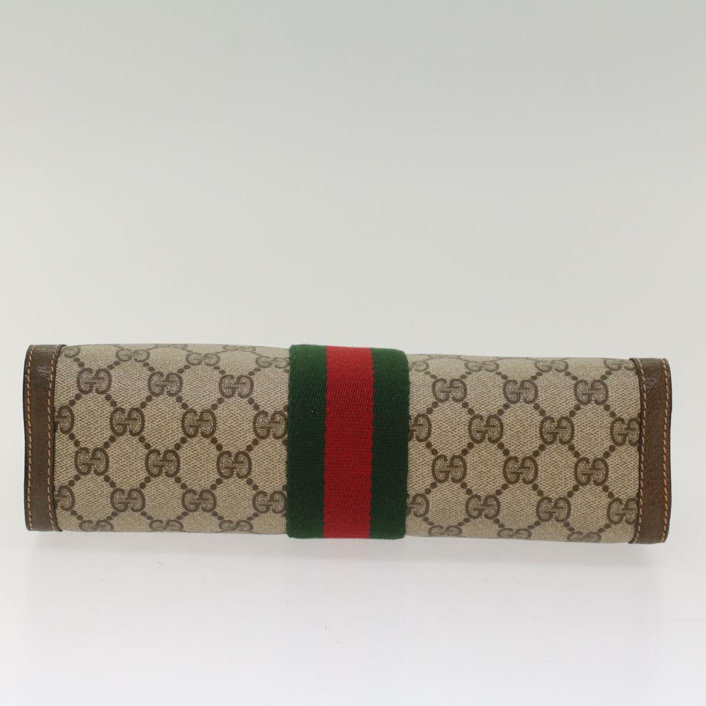 GUCCI GG Canvas Web Sherry Line Clutch Bag Beige Red Green 89.01.002  bs7231
